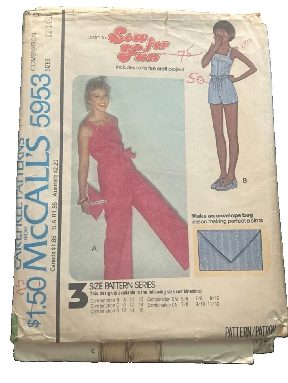 McCall's Carefree Pattern 5953 Combination Sizes 12-14-16Women's/Teen's Jump